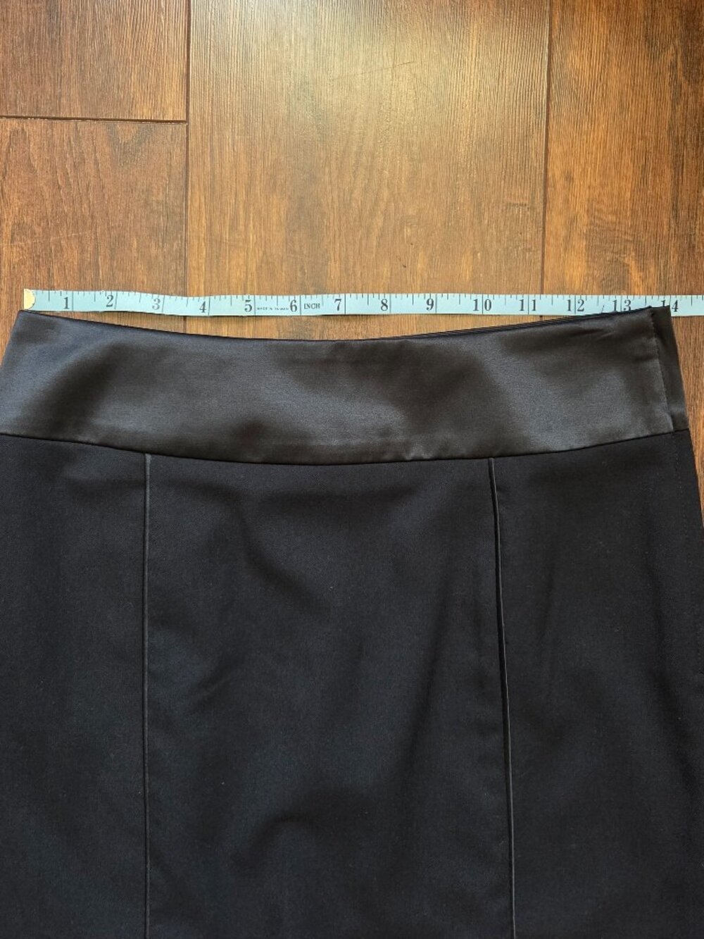 H&M Tuxedo Pencil Skirt Black Satin Trim Bow Back Slit 6 - Picture 9 of 13